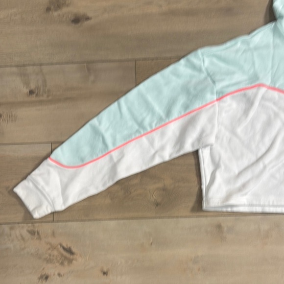 Adidas Women’s Color Block Blue and Pink Cropped Hoodie - Picture 3 of 14
